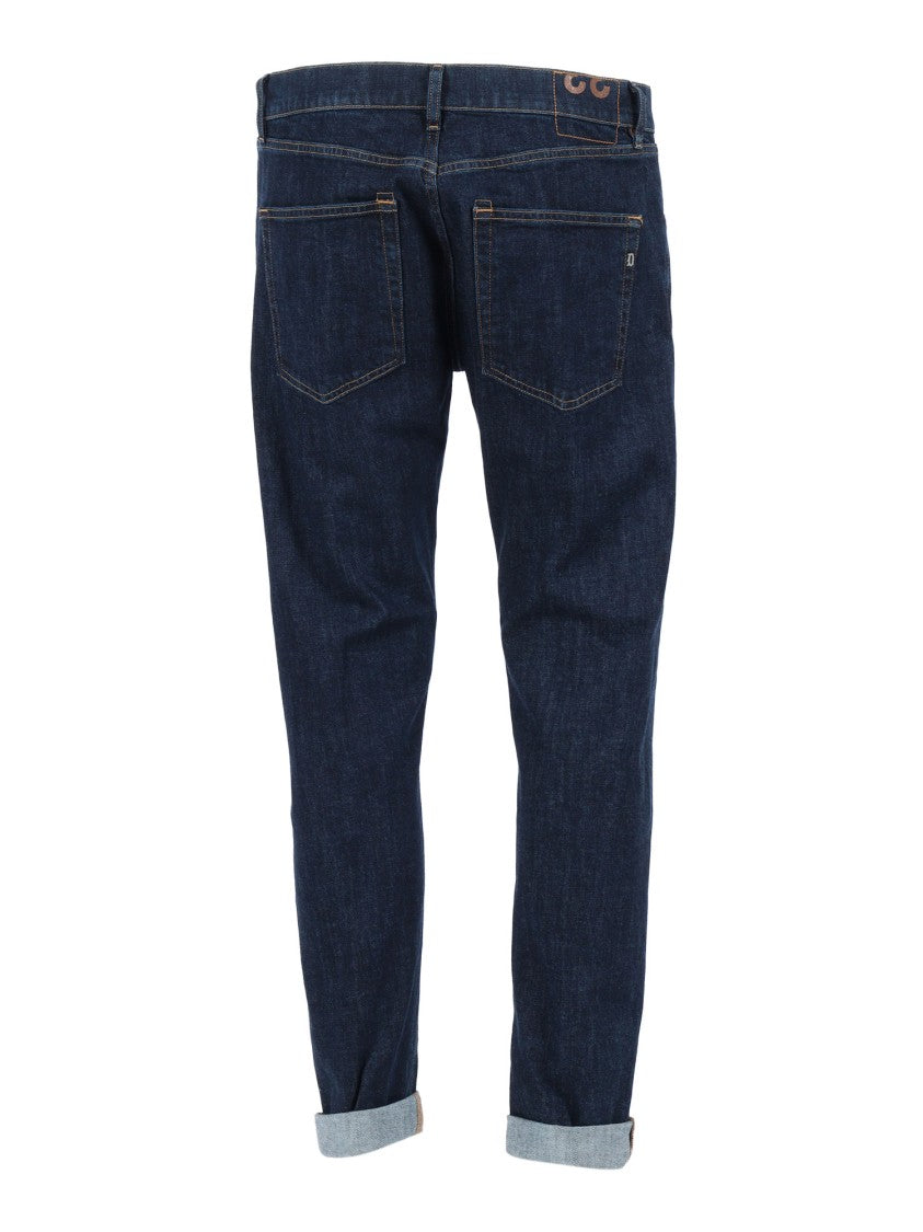 Dondup Dark Blue Denim Jeans With Rolled-Up Cuffs