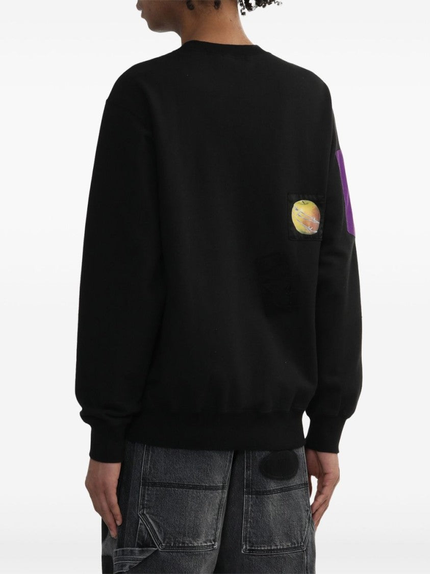 Undercover Artistic Black Printed Sweatshirt With Crew Neck Design