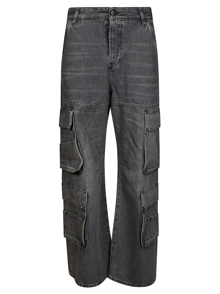 Diesel D-Sire-Cargo-D Grey Cargo Jeans With Low-Rise Waist