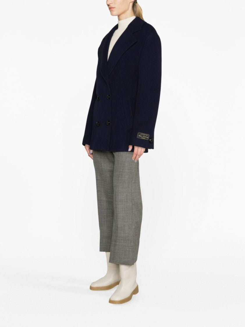 Msgm Double-Breasted Logo-Patch Jacket