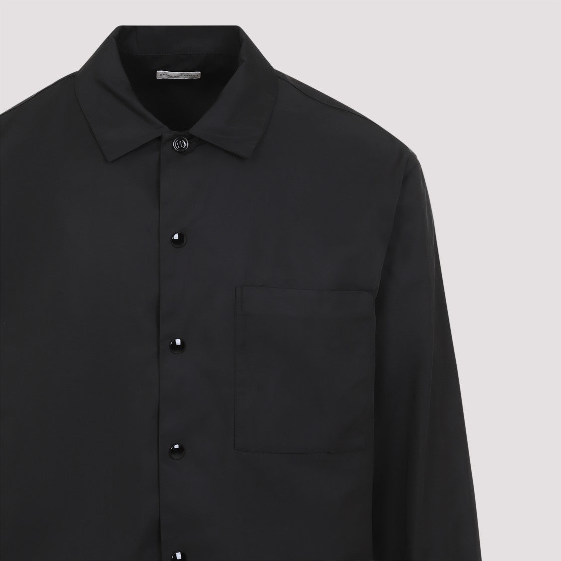 Dries Van Noten Cornish Black Tech Fabric Shirt With Pointed Collar