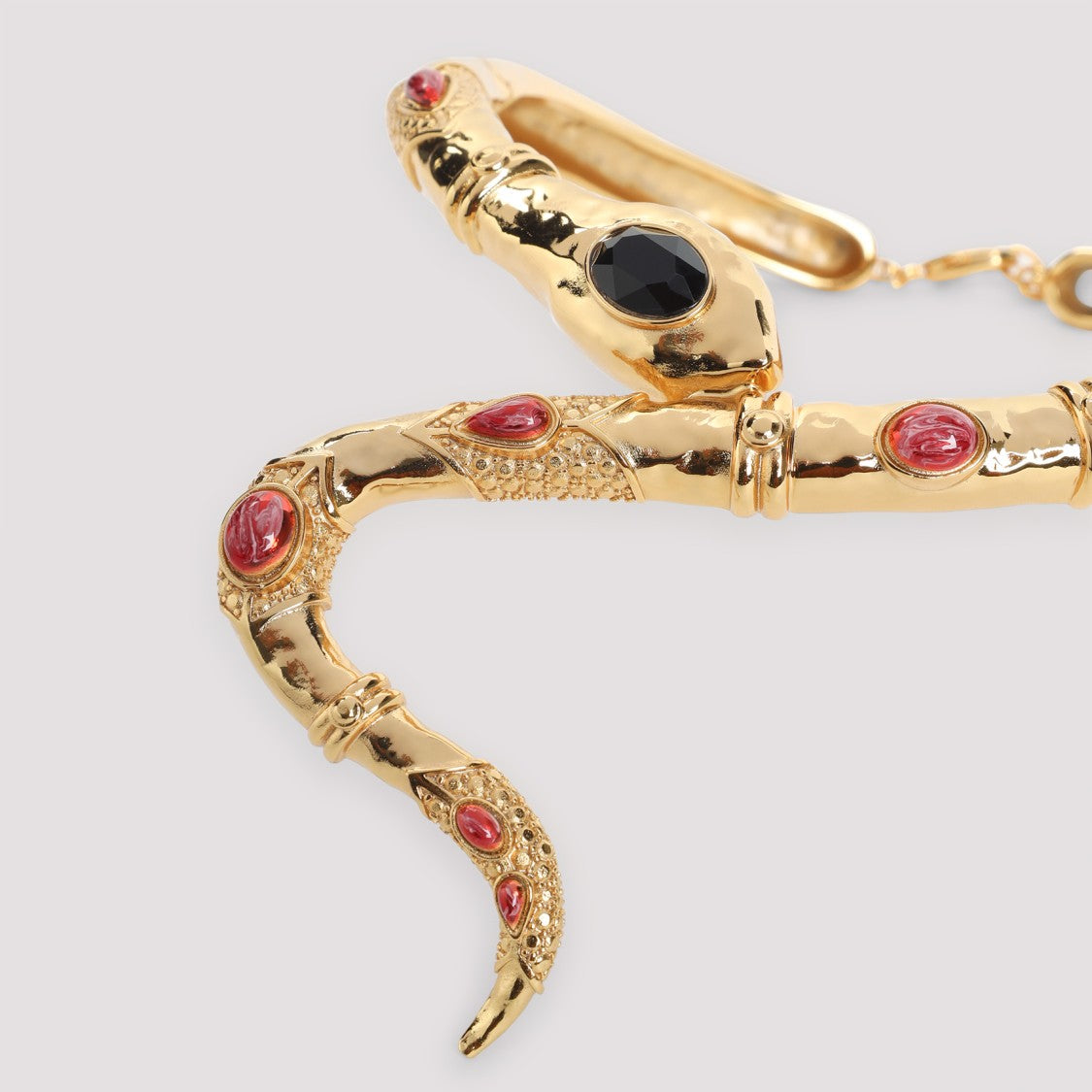 Roberto Cavalli Snake-Inspired Brass Necklace With Gemstone Accents