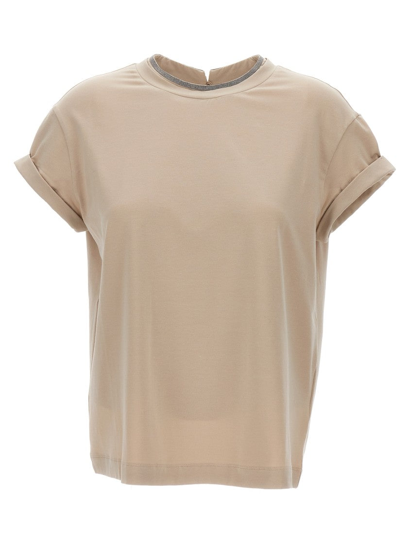 Brunello Cucinelli Monile Detail Cotton Crewneck T-Shirt