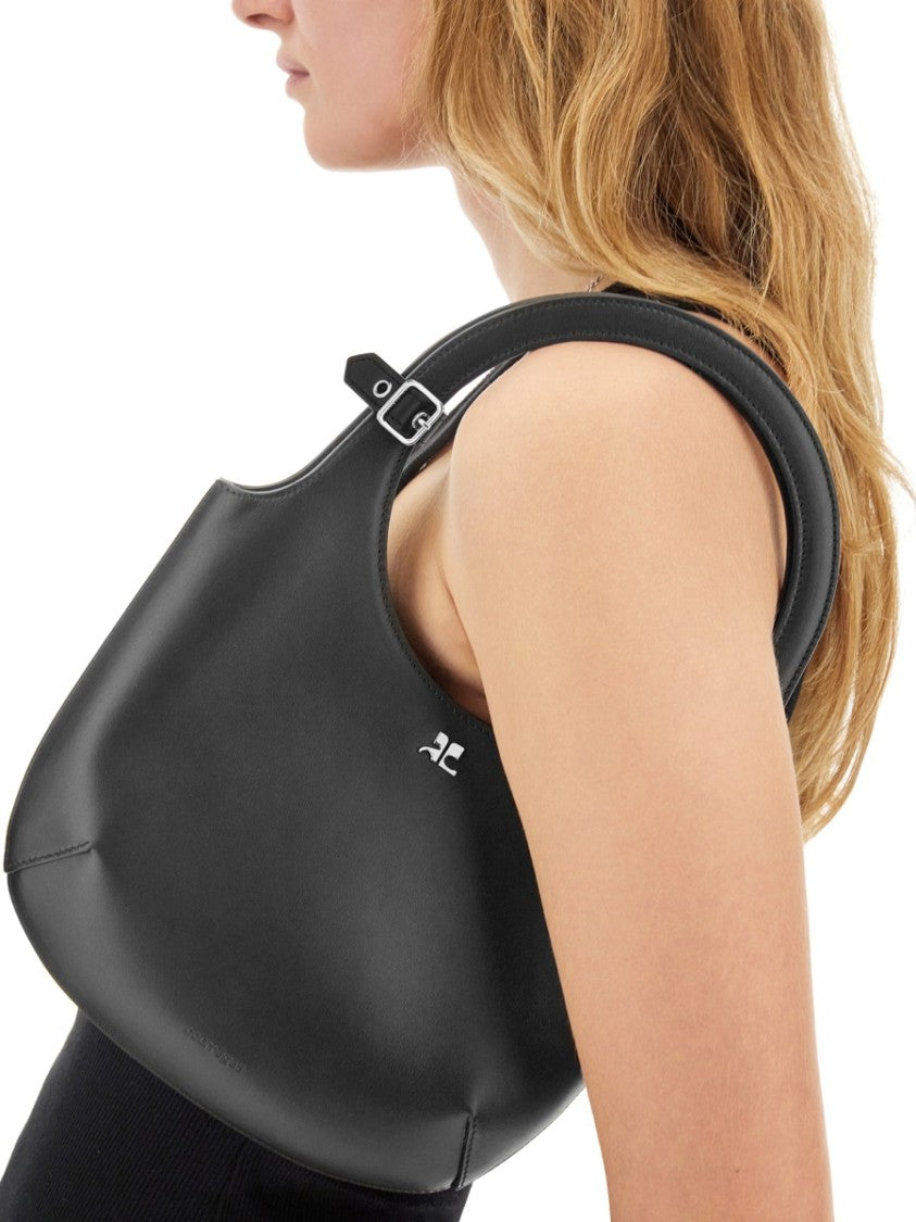 Courrèges Circular Handle Leather Bag With Adjustable Strap