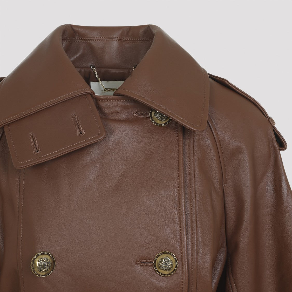 Zimmermann Tan Brown Leather Hypnotic Leather Crop Trench
