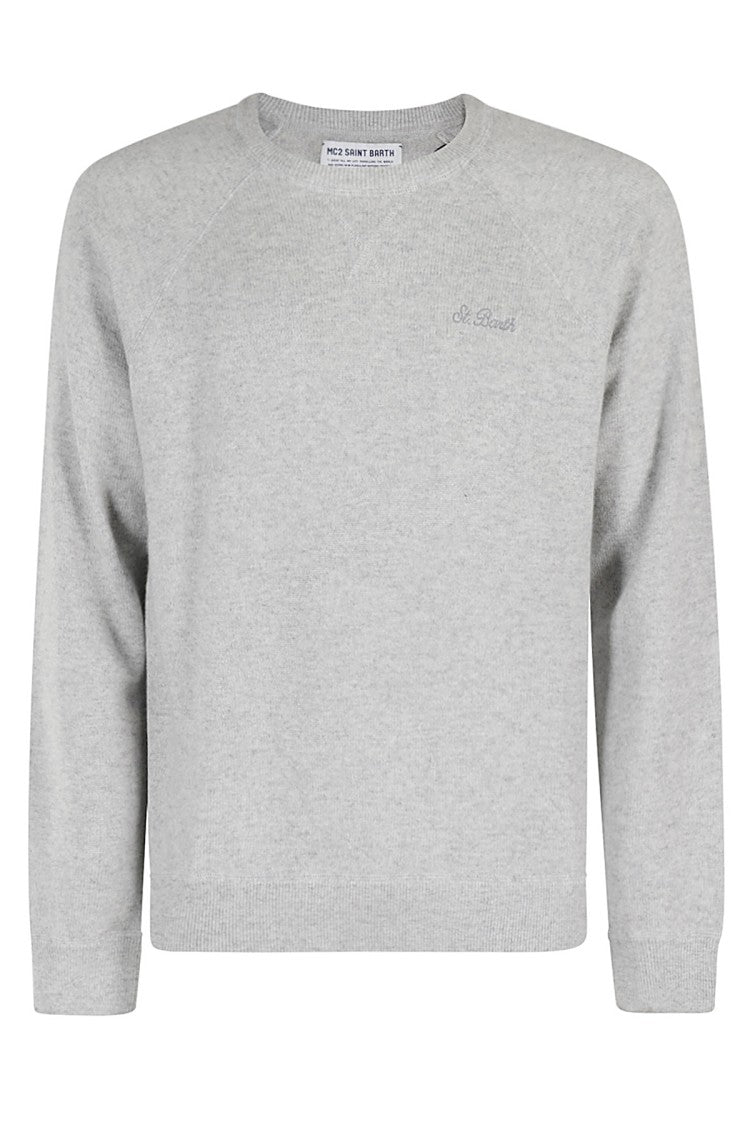 Mc2 Saint Barth Overfit Gray Knit Sweater