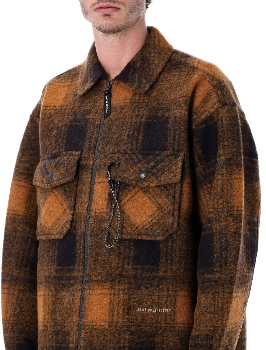 And Wander Wool Shaggy Zip Jacket With High Collar