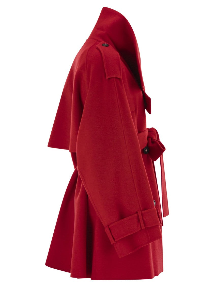 Sportmax Bouquet1234 - Short Wool Trench Coat