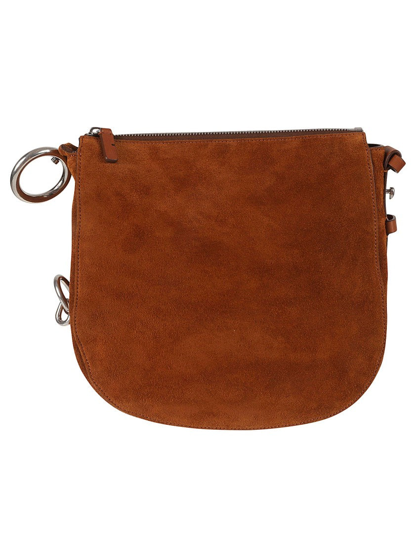 Burberry Suede-Finish Calf Grain Leather Shoulder Bag