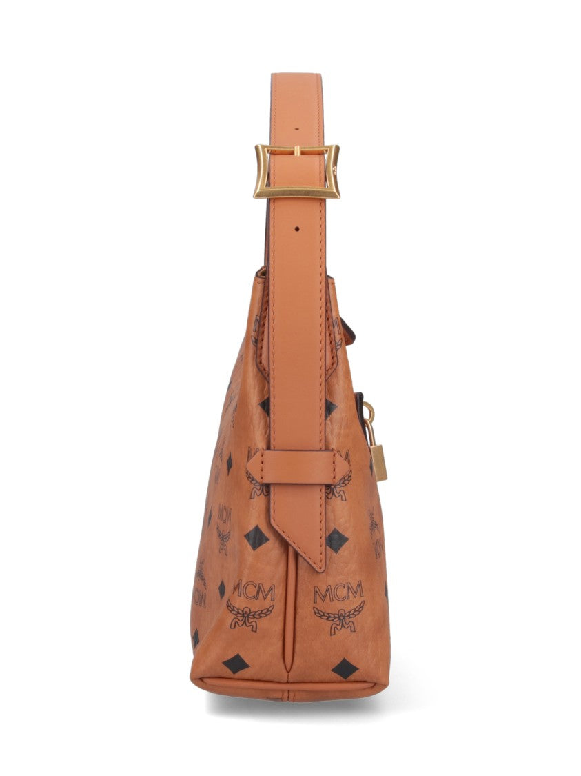 Mcm Arena Hobo Bag With Logo Print