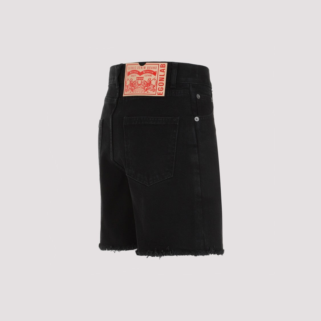 Egonlab Black Stonewashed Cotton Denim Shorts