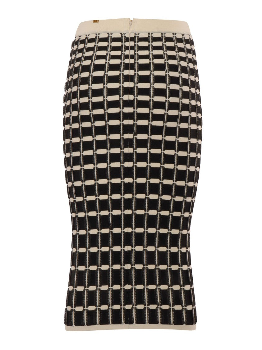 Elisabetta Franchi Geometric Knit Pencil Skirt