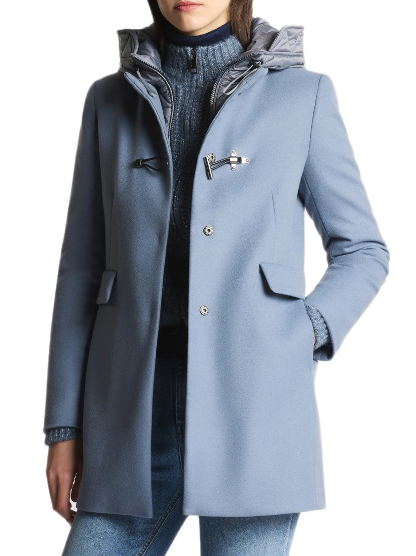 Fay Clear Blue Minimalistic Coat With Structured Collar