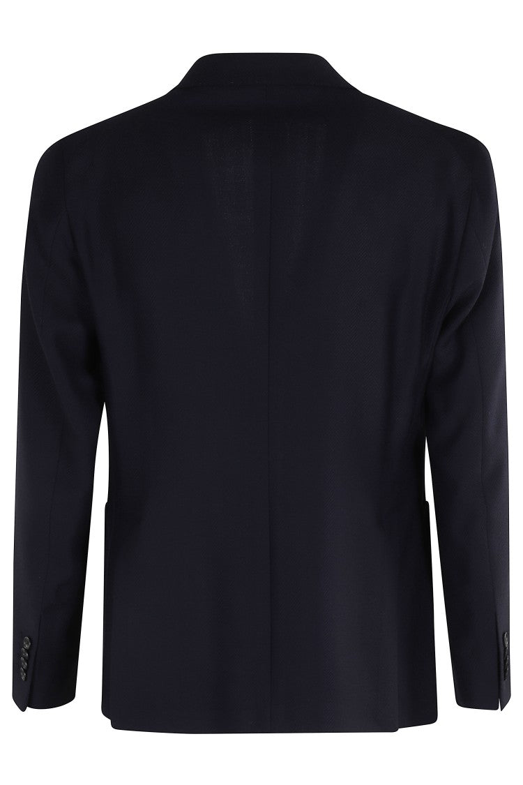 Tagliatore Herringbone Wool Jacket With Reverse Neckline