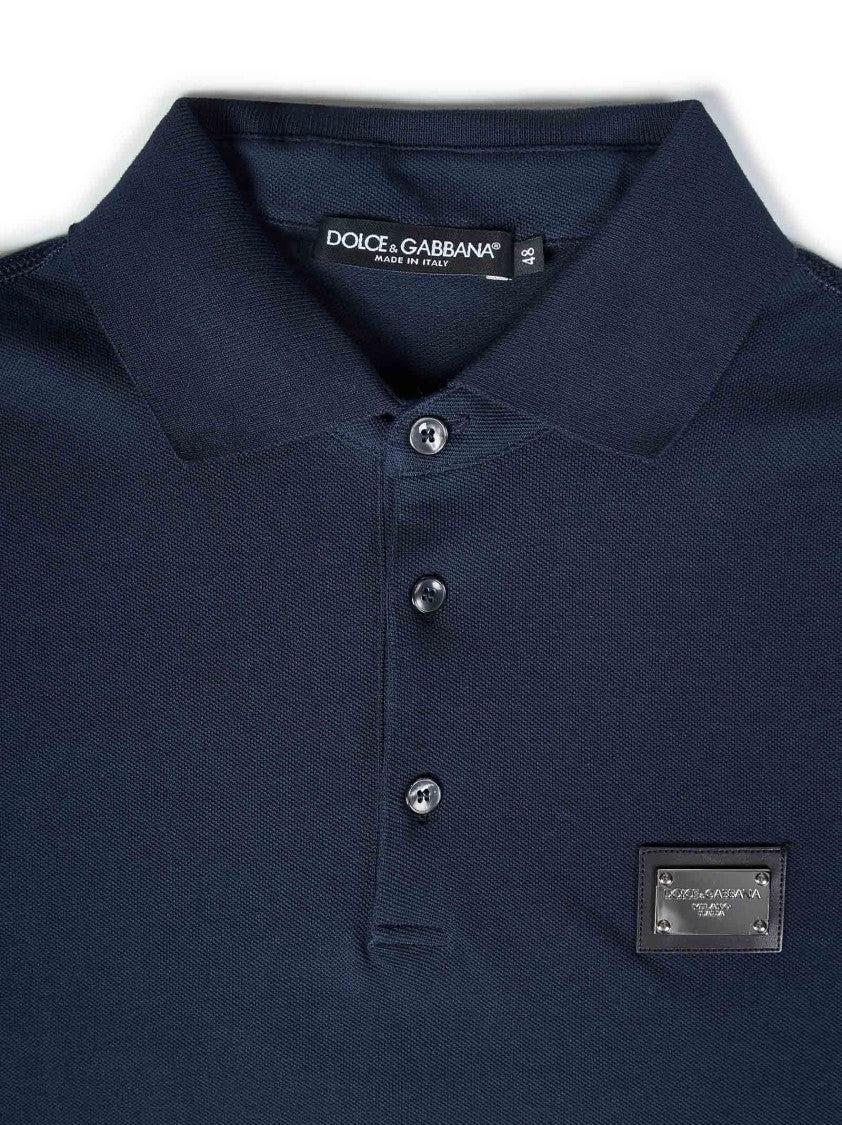 Dolce & Gabbana Navy Cotton Piquet Polo Shirt
