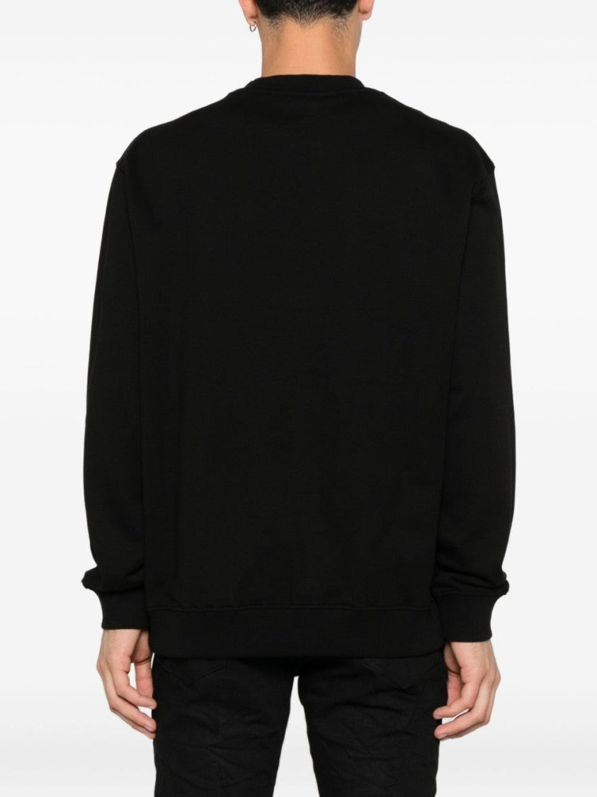 Versace Jeans Couture Black Cotton Sweatshirt With Metallic Gold Logo