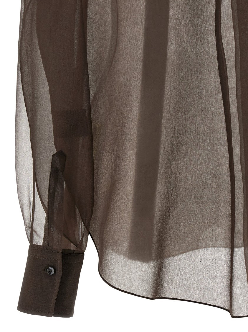 Brunello Cucinelli Transparent Silk Organza Shirt With Double Layer