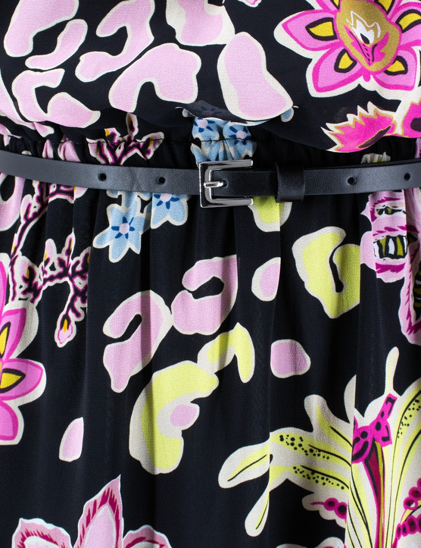 Ermanno Firenze Floral Print Mini Dress With Off-Shoulder Design