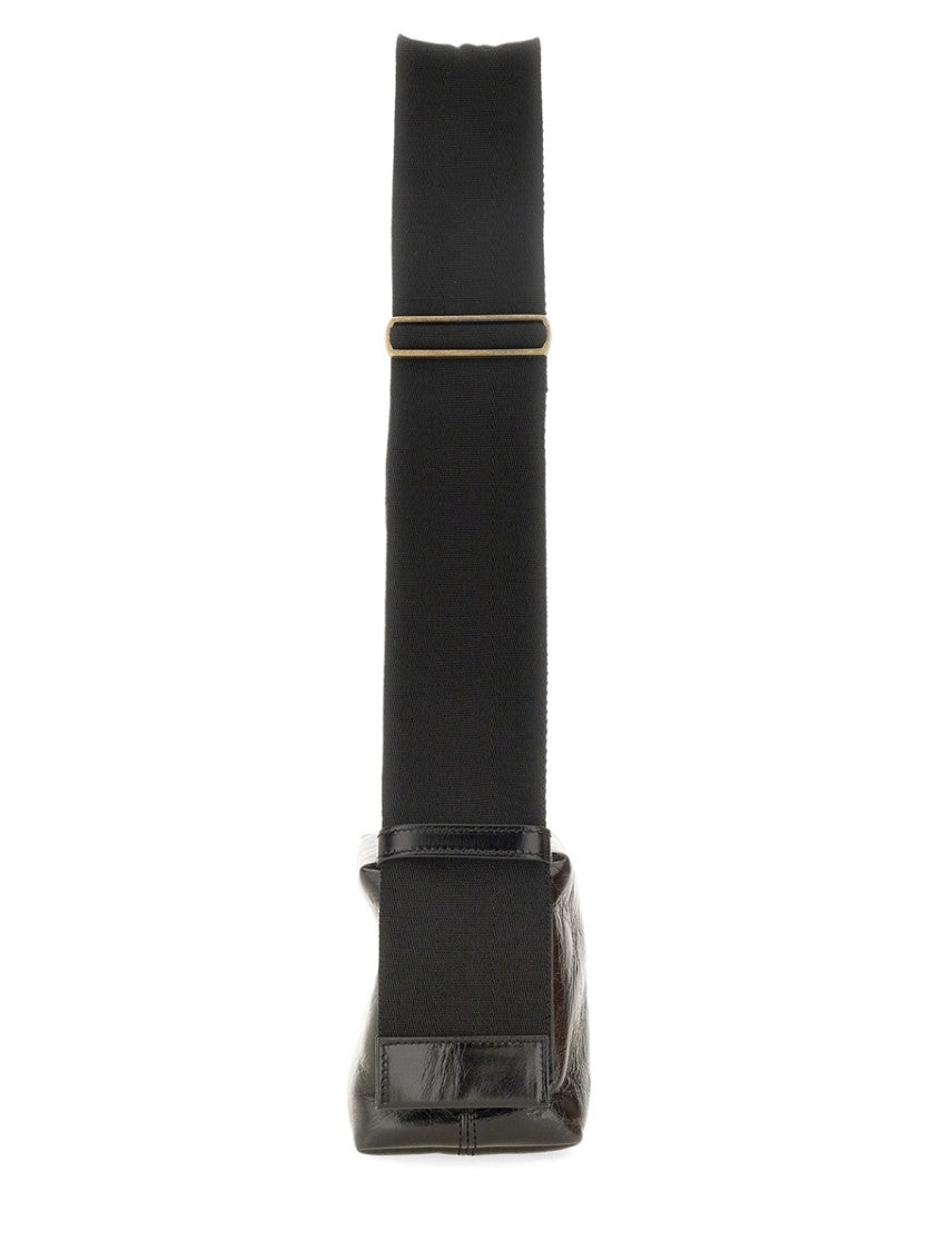 Uma Wang Rectangular Shoulder Bag In Textured Carbon Fiber