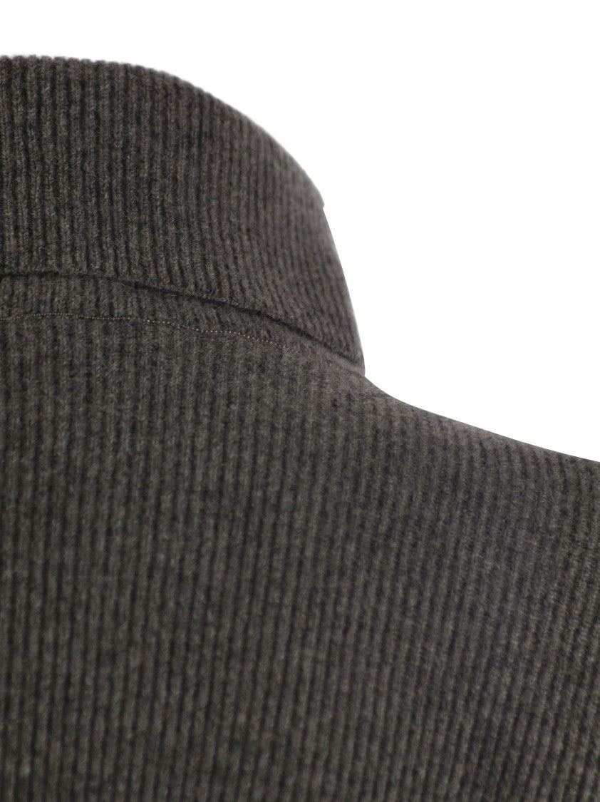 Brunello Cucinelli High Neck English Rib Cashmere Turtleneck Sweater