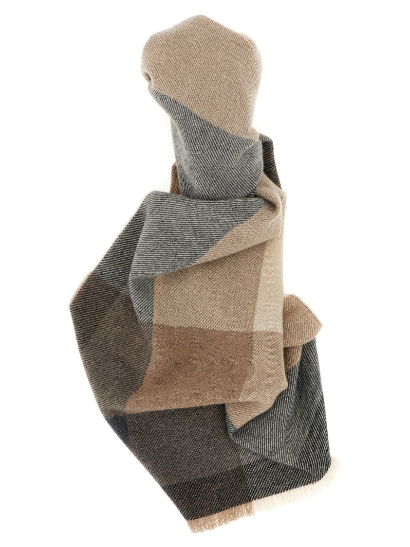 Brunello Cucinelli Check Print Wool-Cashmere Scarf