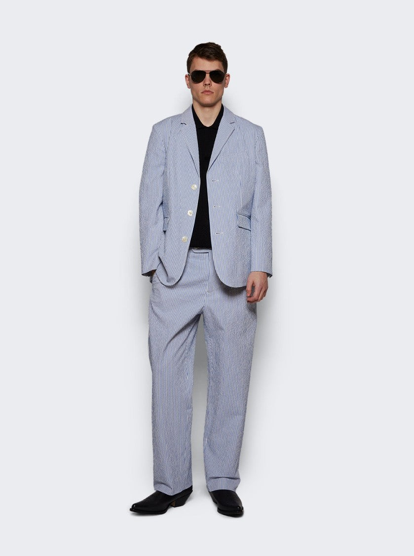 Bode Club Stripe Sb Suit Jacket Blue And White
