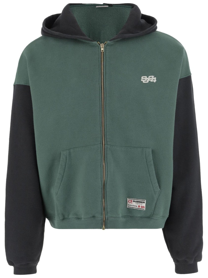 Summer Games Color-Block Cotton Hoodie With Front Logo