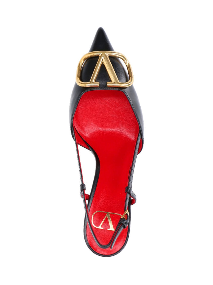 Valentino Garavani Black Pointed Toe Slingback Heels