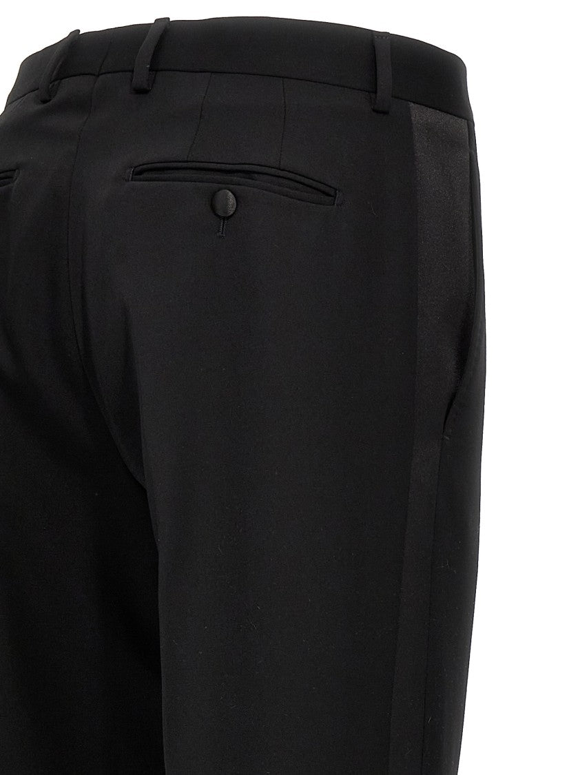 Lanvin Tailored Black Wool Tuxedo Pants