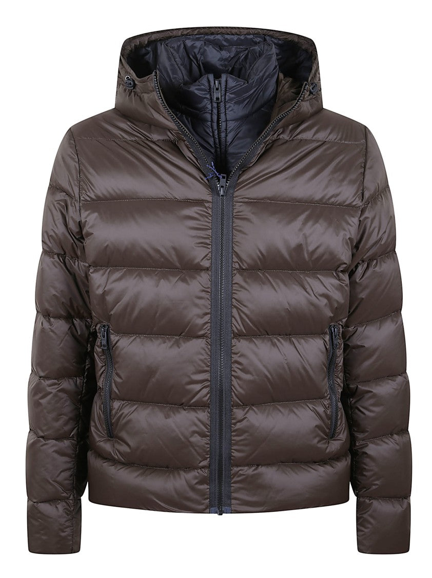 Fay Reversible Quilted Nylon Down Bomber Jacket