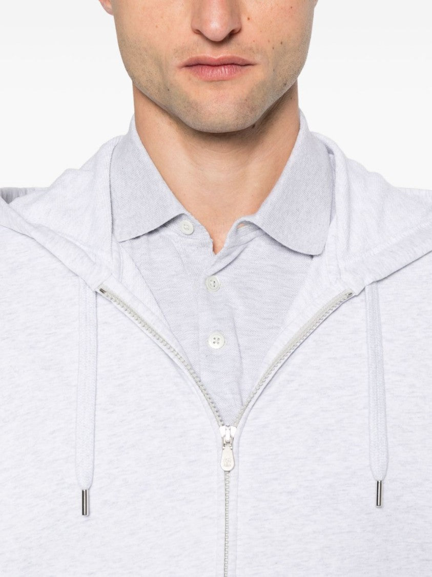 Brunello Cucinelli Dark Grey Cotton Sweatshirt With Hood