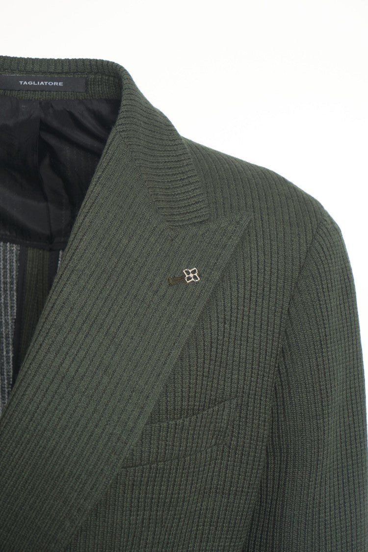 Tagliatore Double-Breasted Ribbed Knit Blazer