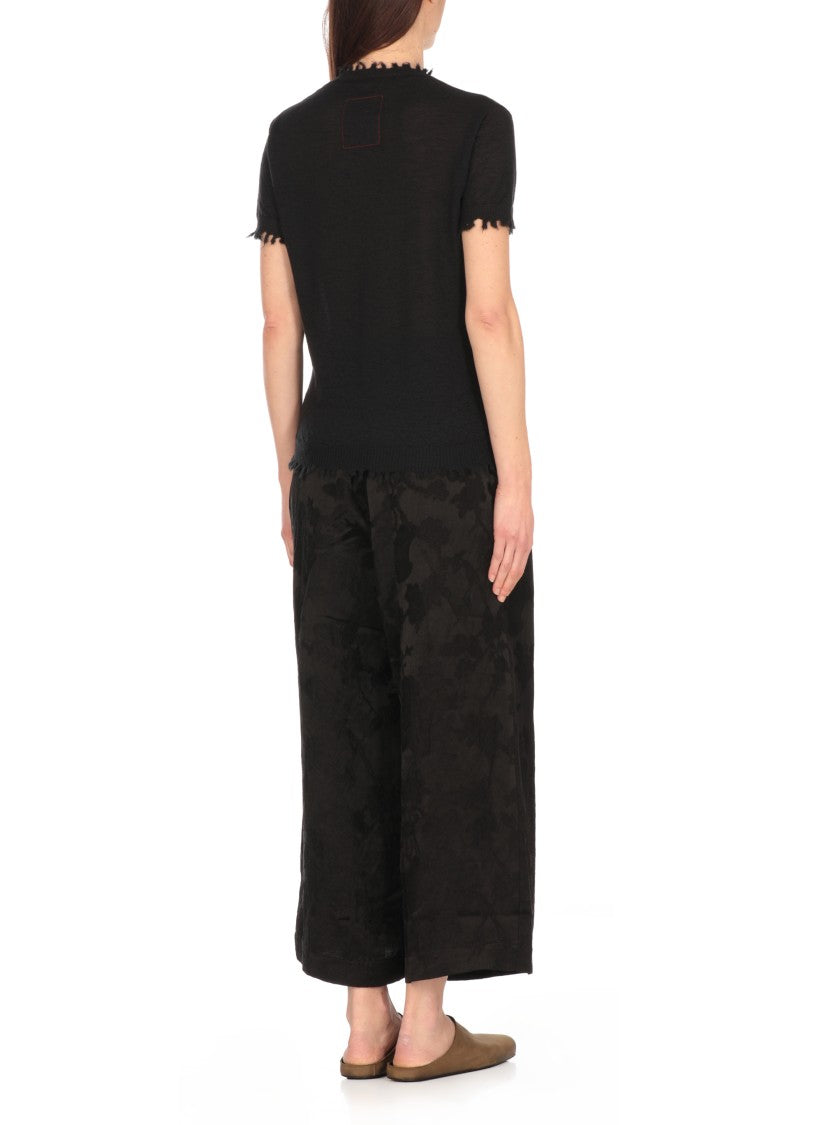 Uma Wang Cashmere Pullover With Ripped Ribbed Trims