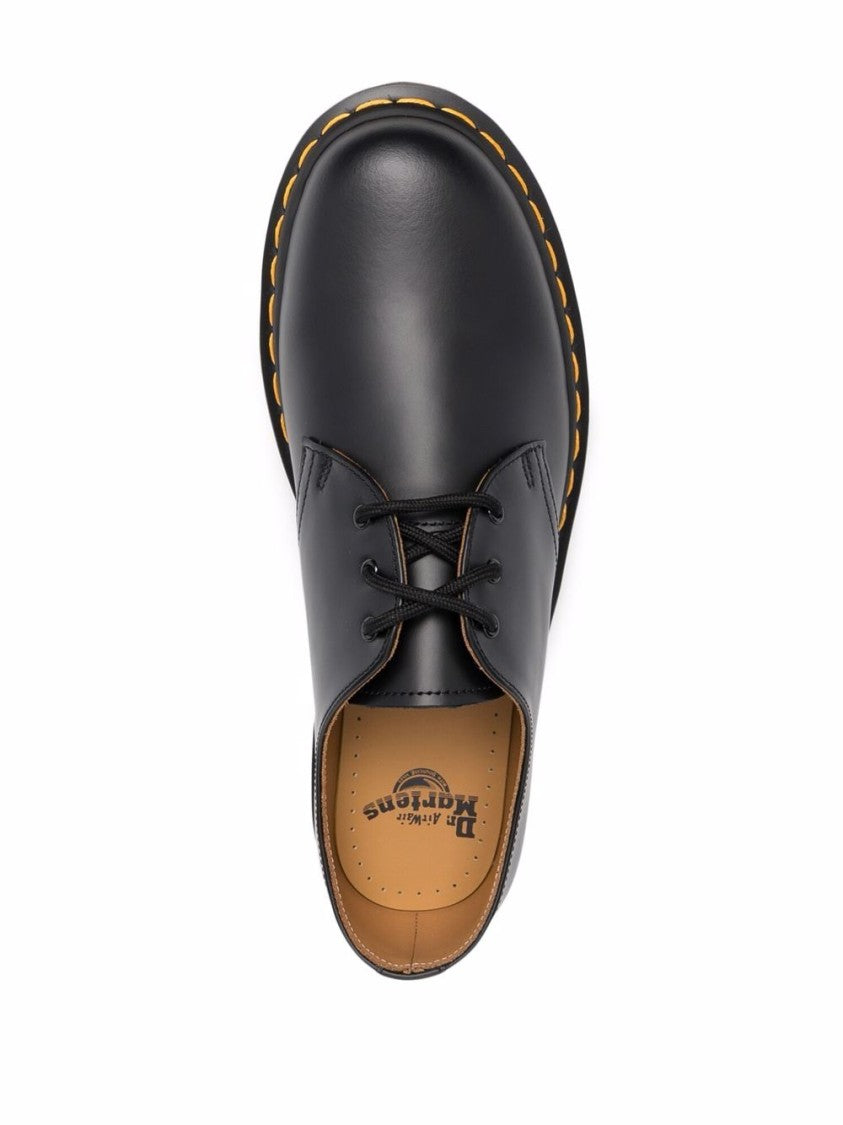 Dr. Martens Low Lace-Up Shoes In Smooth Black Leather
