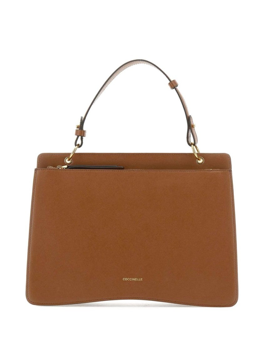 Coccinelle Structured Brown Leather Top Handle Handbag