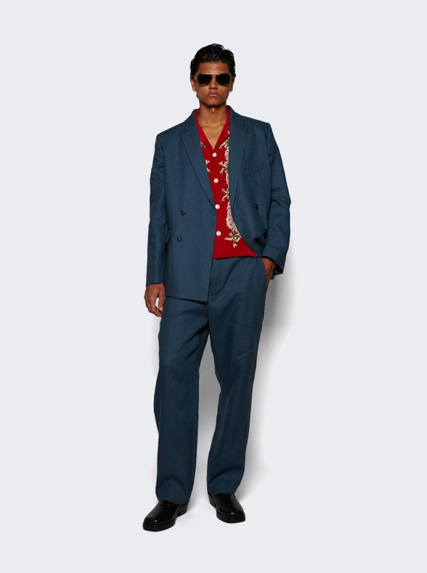 Bode Lightweight Double-Breasted Suit Jacket - Teal
