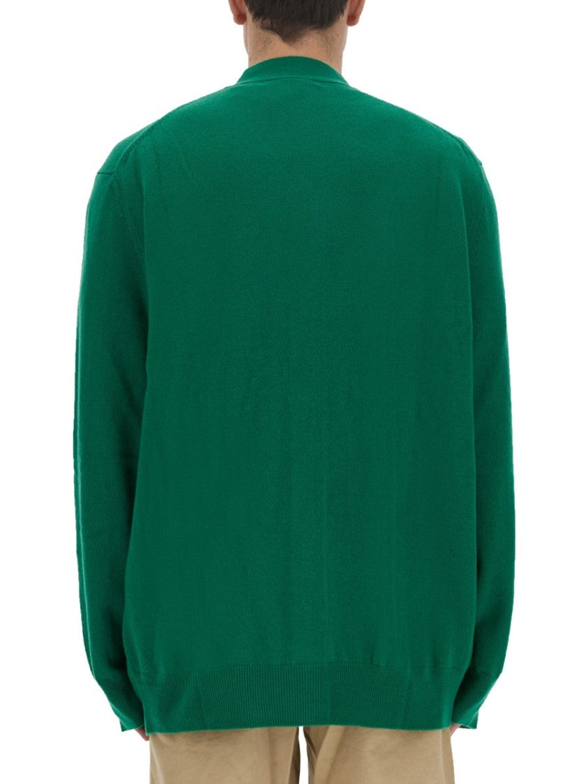 Comme Des Garçons Relaxed Fit Deep V-Neck Wool Cardigan