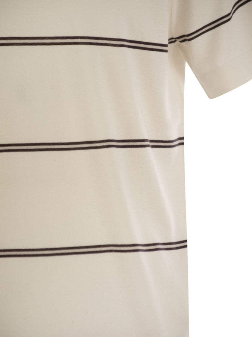 Brunello Cucinelli Lightweight Striped Cotton Knit T-Shirt