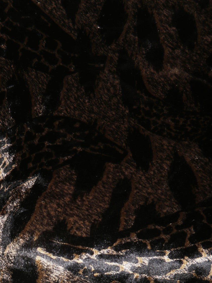 Fiorucci Fitted Mini Dress In Shiny Velvet Animal Print