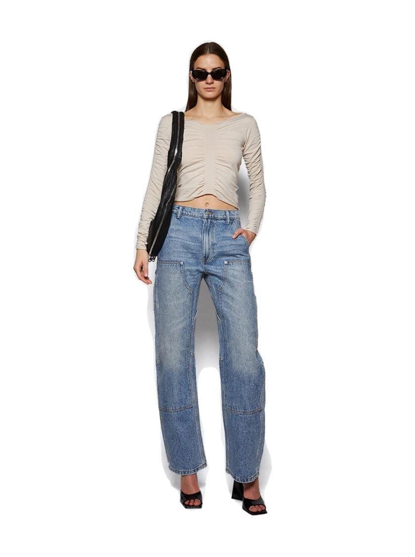Alexander Wang V Neck Ruched Pullover Cement
