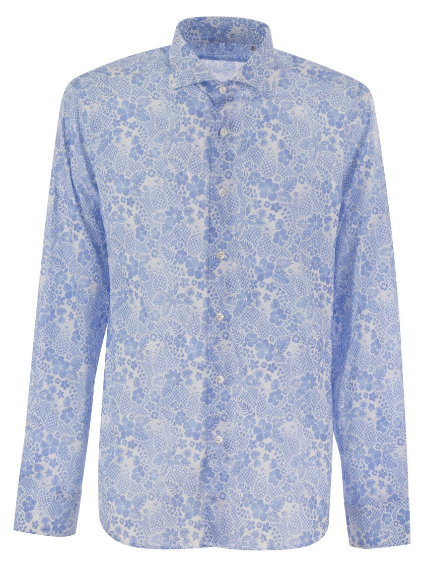 Fedeli Printed Stretch Cotton Voile Shirt