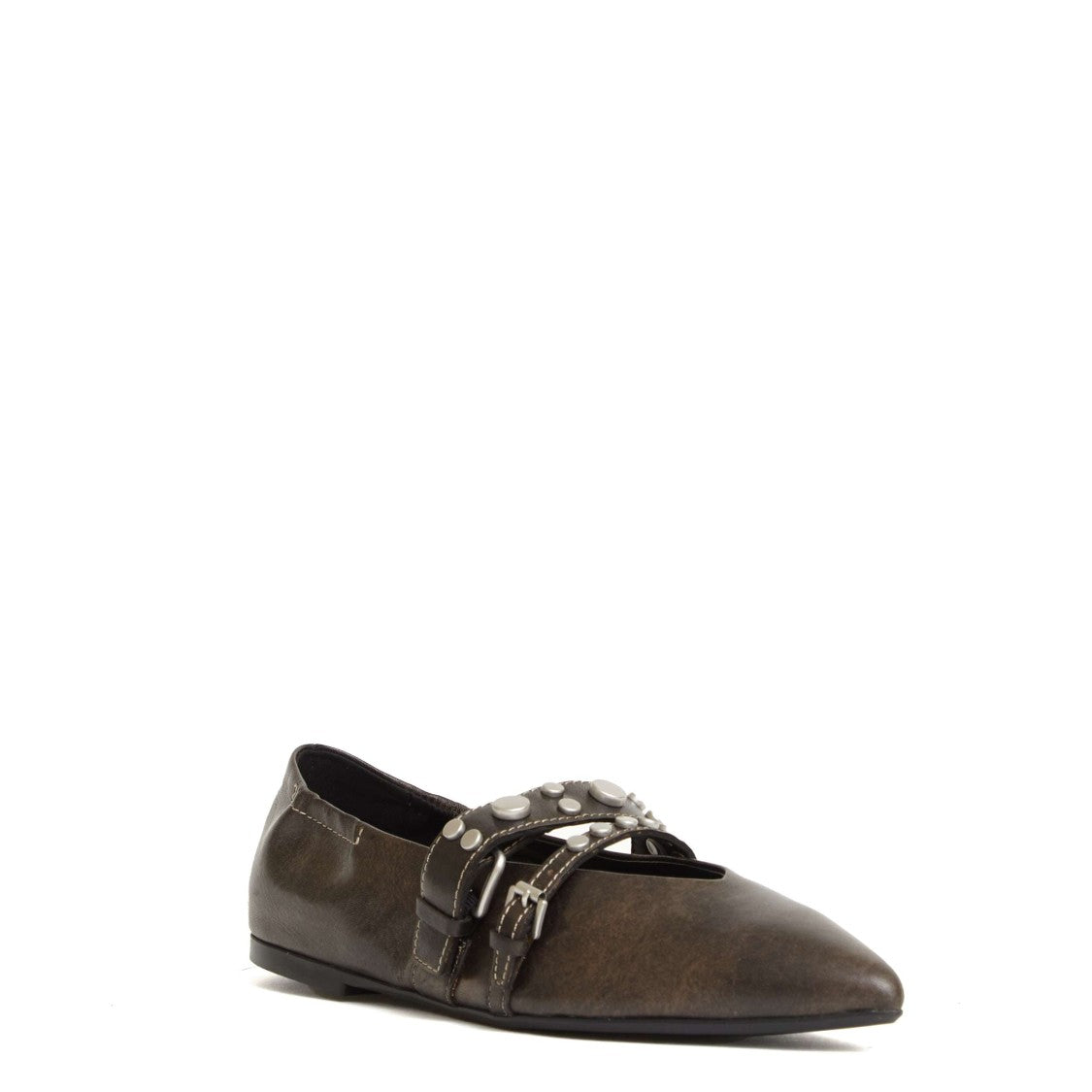 Ash Pointed Toe Ballerinas With Vintage Leather