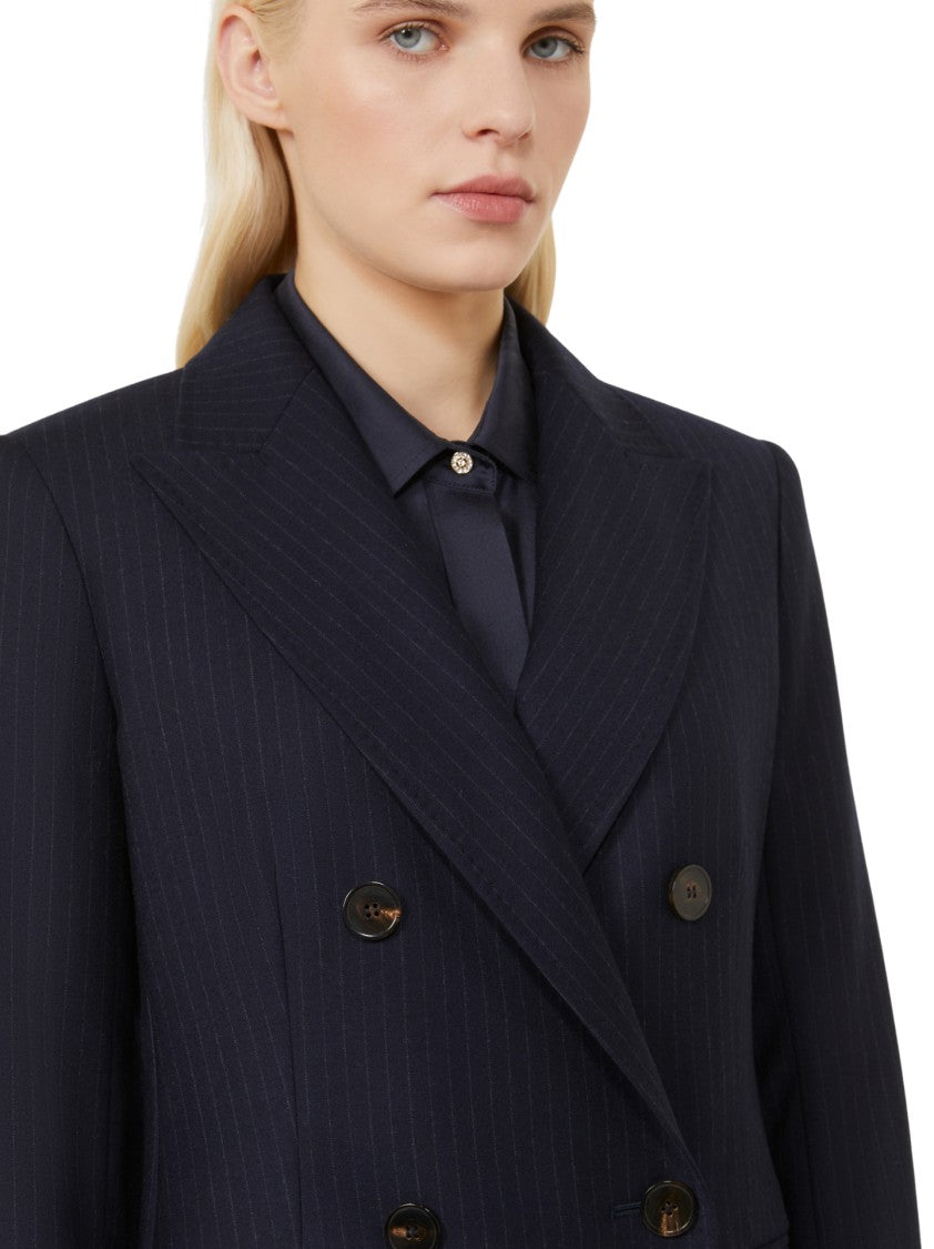 Max Mara Double-Breasted Tailored Blazer With Subtle Pinstripe