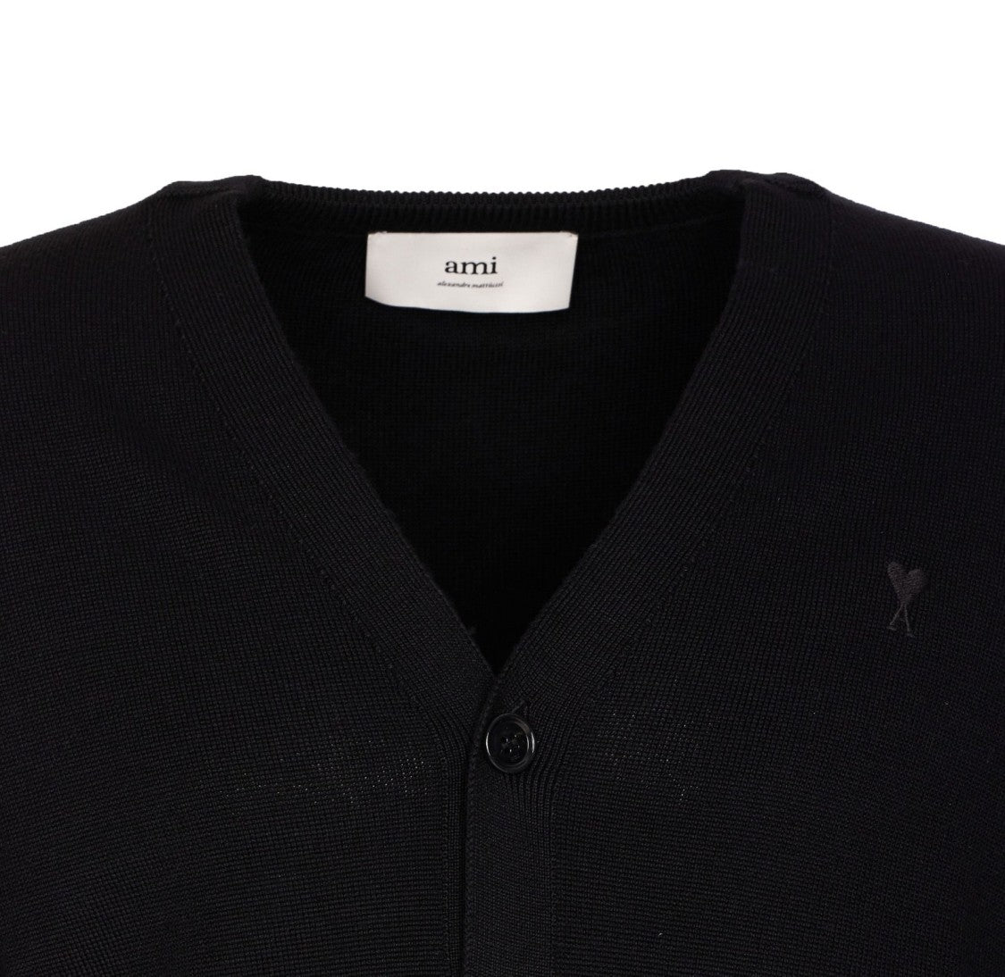 Ami Wool Cardigan With Horn Button Details