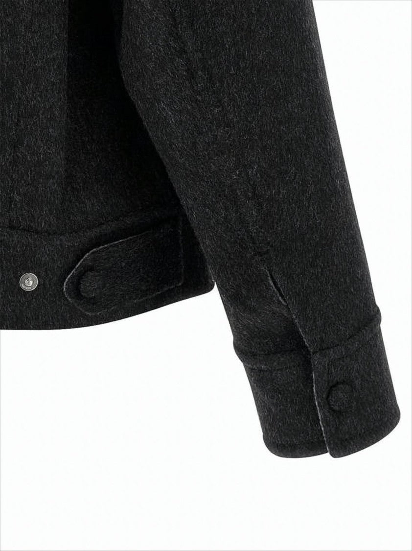 Ami Charcoal Wool Jacket With Structured Silhouette