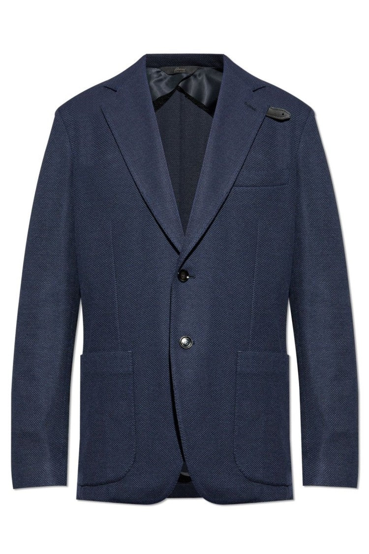 Brioni Tailored Black Jersey Blazer With Notch Lapel