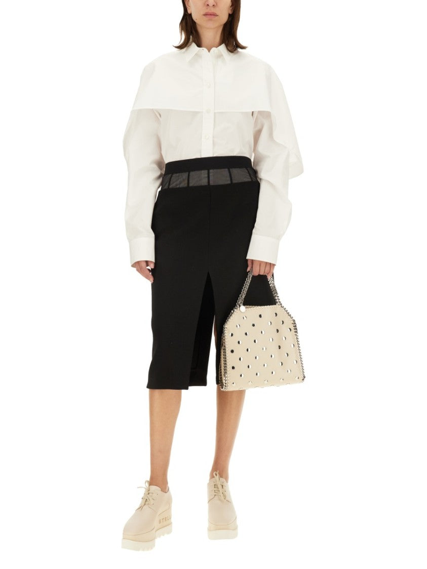 Stella Mccartney Mid-Length Black Wool Skirt With Unique Split Detail