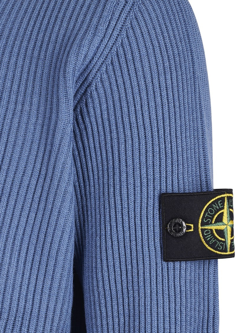 Stone Island Ribbed Knit Sweater With Crew Neckline