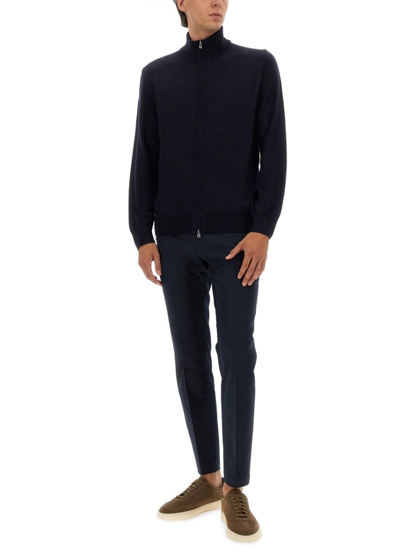 Boss Zip-Up Shirt In Soft Virgin Wool