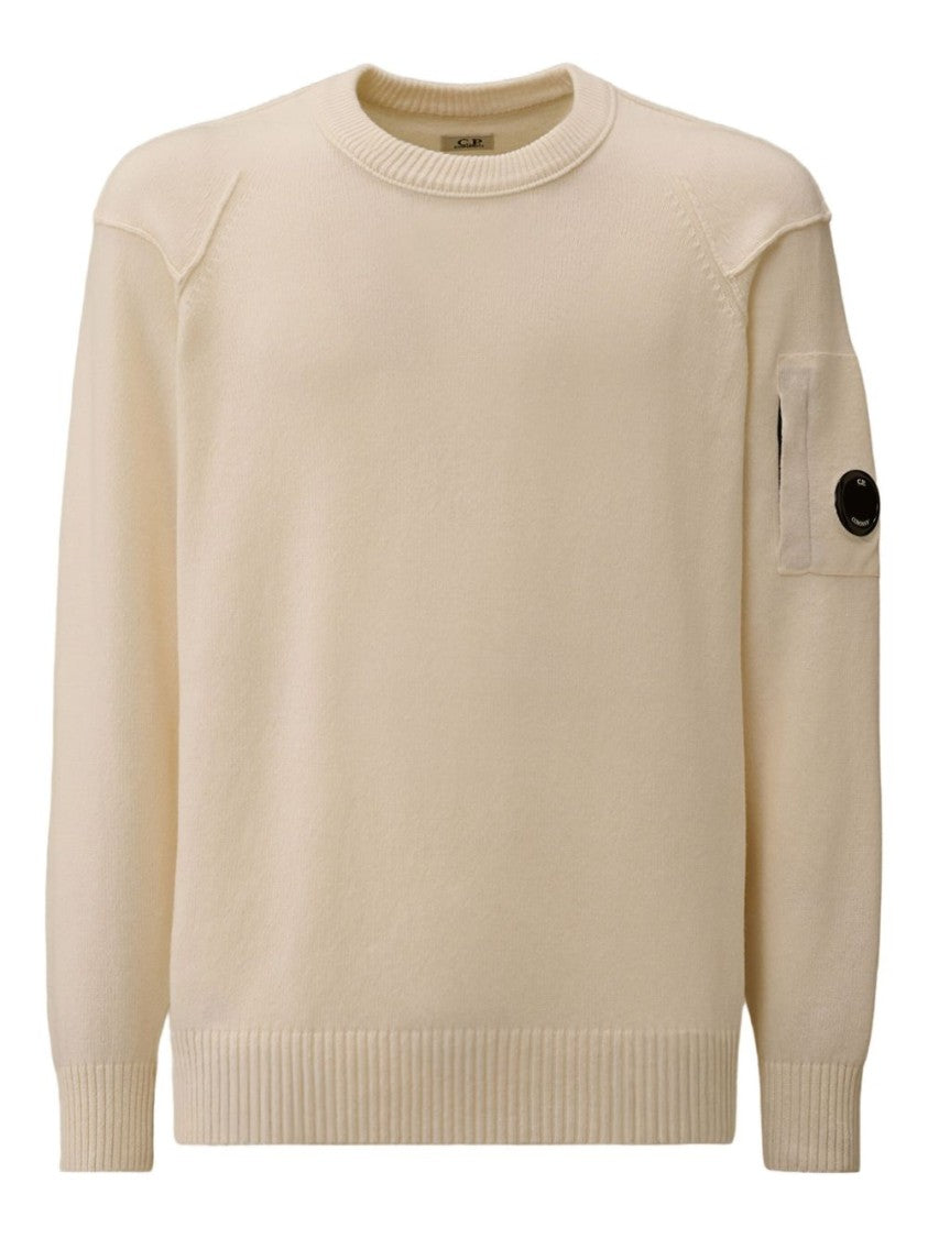 C.P. Company Crew Neck Sweater With Unique Sleeve Patch